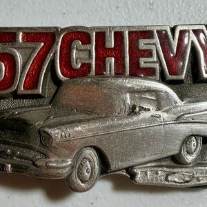 Vintage 1989 '57 Chevy Pewter Belt Buckle - Great American Buckle Co.